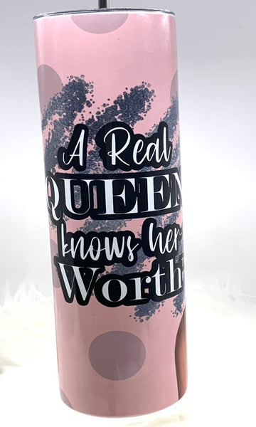 20 oz. Tumbler with Metal Straw- African American Queens Collection 1