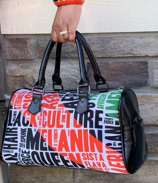 Afrocentric Handbag, Melanin Queen Boston Handbag. Celebrate Black Culture with this Pan African Bag