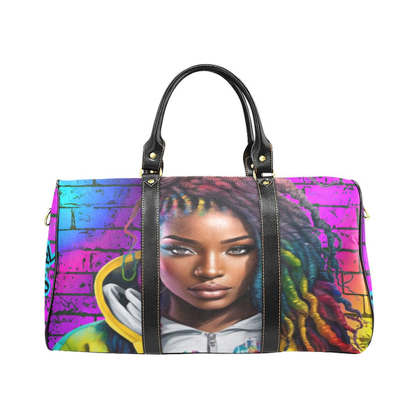 Fly Girl Vibes Large Travel Bag with Personalized Luggage Tag, Weekender Duffel Bag