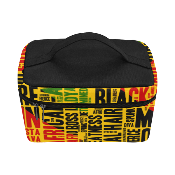 Melanin Queen Word Art Cosmetics Case- Yellow