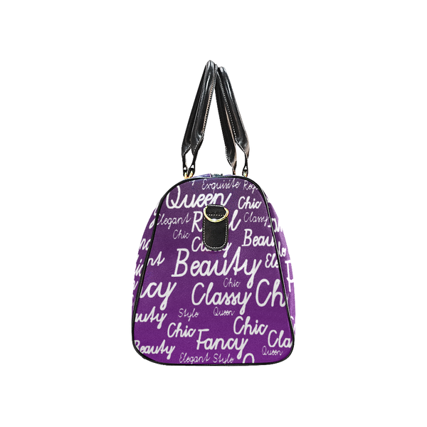 Rose Beauty Afrocentric Travel Bag, Melanin Queen Bag, Waterproof Weekender Duffel Bag- Purple