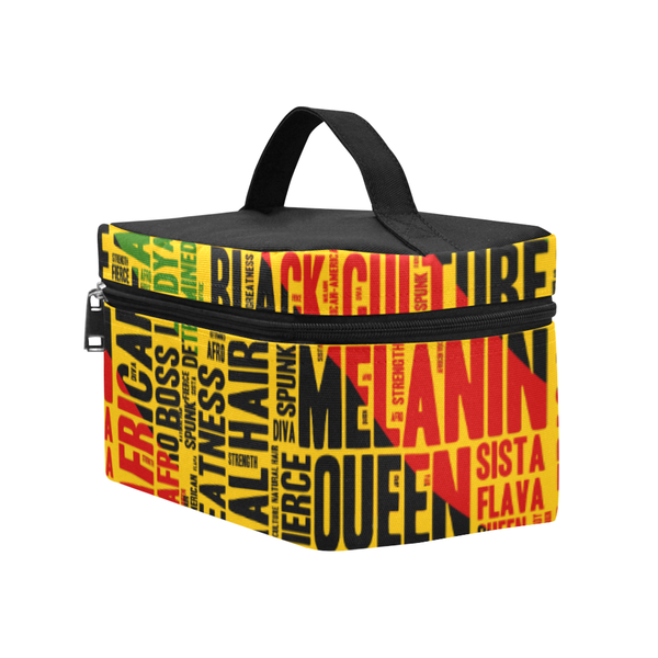 Melanin Queen Word Art Cosmetics Case- Yellow