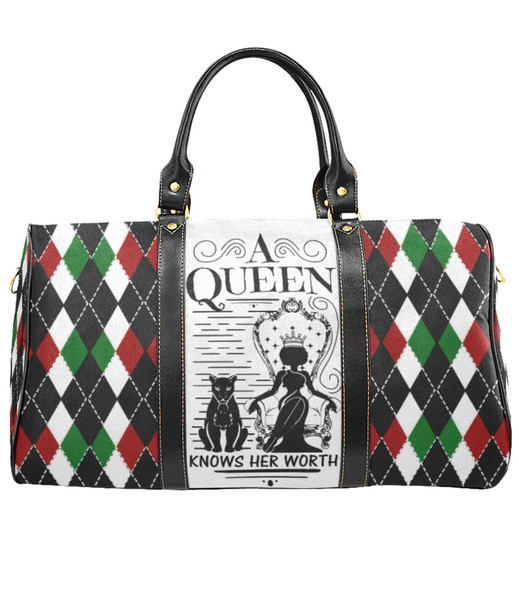 A Queen Knows her Worth Afrocentric Overnight/Weekender Travel Bag, Carry on
