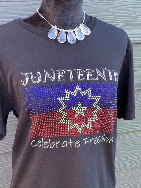 Celebrate Freedom Juneteenth Bling T-Shirt